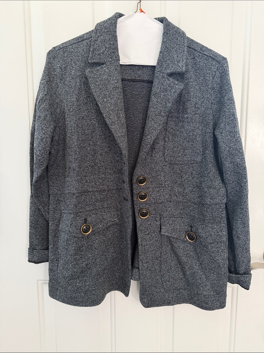 NIC+ZOE Marled Gray/Black Knit Cardigan Blazer Size XL